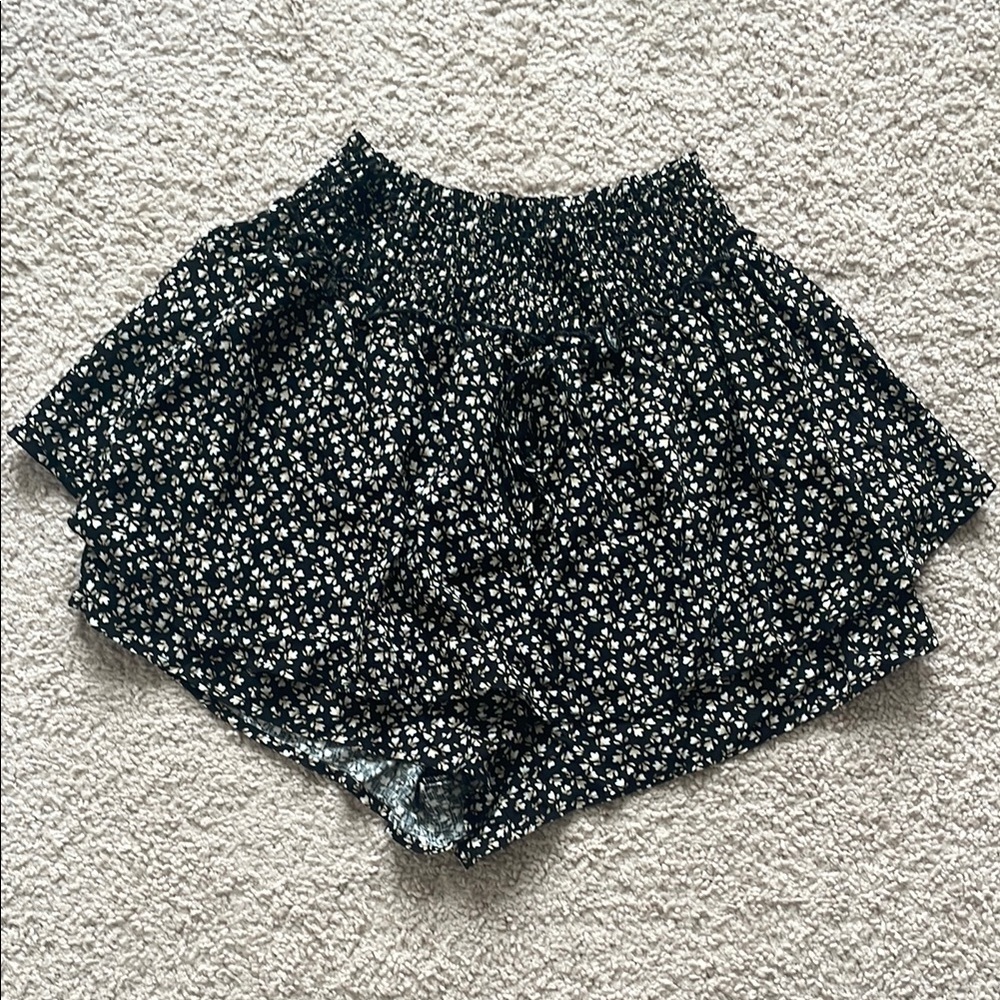 Floral Black Women's skirt with (Shorts)